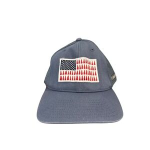 Columbia Mesh Back Trucker Hat Blue American Flag Pine Tree Patch L/XL CU0123